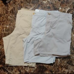 Lot of 3 Size 16 & 16W Gray & Tan Women's Shorts